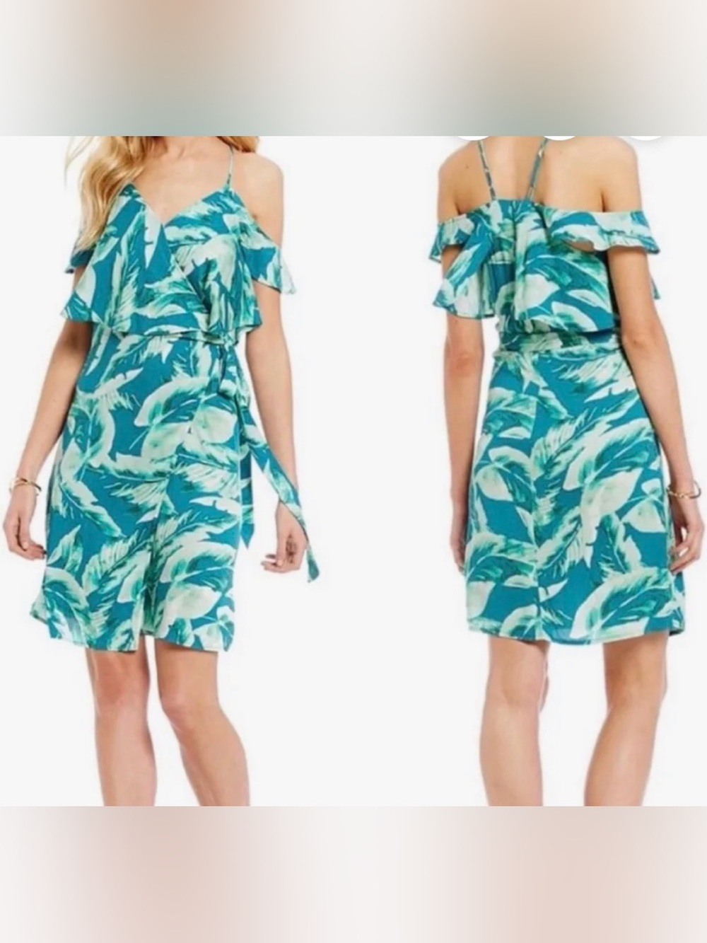 Gianni Bini Tropical Teal Off-Shoulder Summer Dress